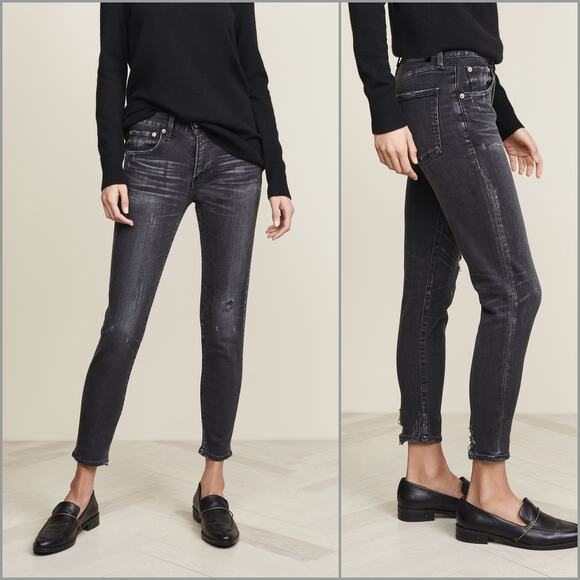 MOUSSY Vintage Velma Skinny Jeans in Black disstressed wash size 25